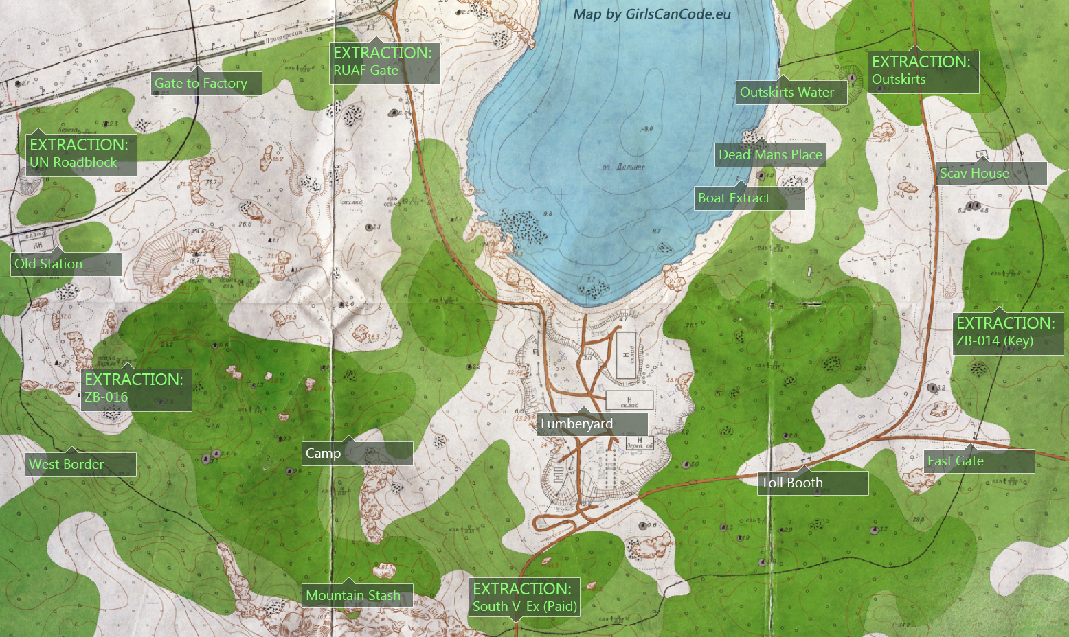 woods escape from tarkov map